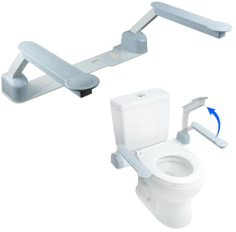 Folding Toilet Safety Frame, Toilet Support Frame for Disabled and Elderly, Heavy Duty Handle Bars with Arms