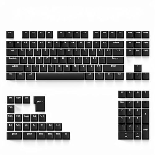 131 Keys PBT Keycaps Set, OEM Profile Double-Shot Injection Keycaps with Translucent Characters, PBT Backlit Keycap Set for 61/68/75/84/87/98/104 Layout Mechanical Keyboards (black)