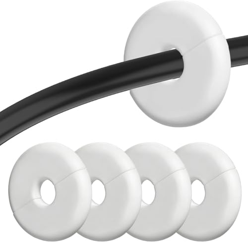 4 Pasacables Pared Blancos, Organizador de Cables Antideslizante con Adhesivo, pasacables Escritorio y Pared, Kit de gestión de Cables para Ethernet y Otros Cables (Diámetro Interior de 10 mm)