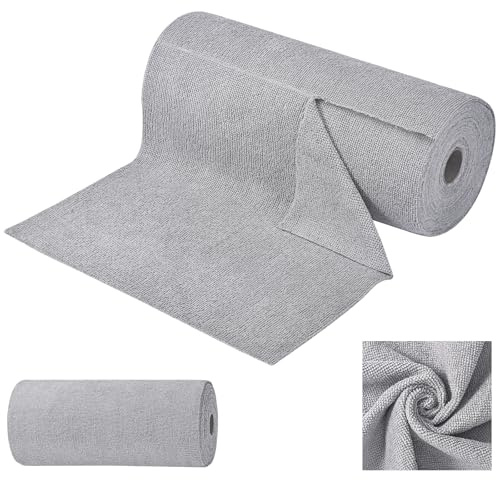 Rollo de Paño de Microfibra 50 uds, Paños de Limpieza Rasgables, 30x30 cm, Rollo Bayetas Microfibra, Reutilizables y Sin Pelusas Paños, para el Coche, la Cocina y el Hogar - Gris
