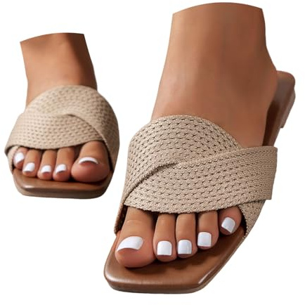 Sandaler damer med fyrkantig tådel, tunn sula, öppen häl, tåområde, lätta strandsandaler, damer, utomhusskor, sommarskor, sandaletter, eleganta sandaler 2026