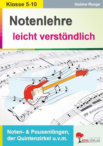 Notenlehre Musik Sekundarstufe Klasse 5 6 7 8 9 10 Grundlagen Noten lernen | Quintenzirkel Intervalle Dur Moll Tonleiter Akkorde Förderbedarf | 52 ... & Pausenlängen, der Quintenzirkel u.v.m.