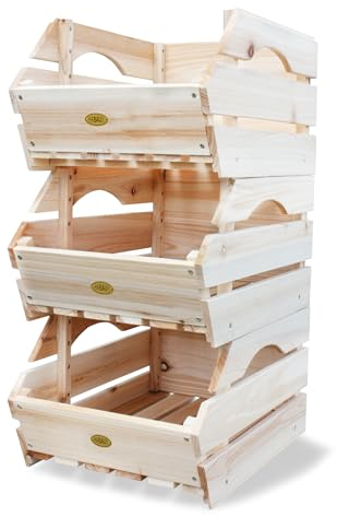 HABAU - Cajas de almacenaje para apilar (Madera, 3 Unidades)