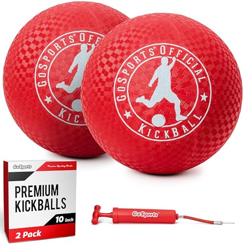 GoSports Official Kickball with Pump (2 Pack), 10