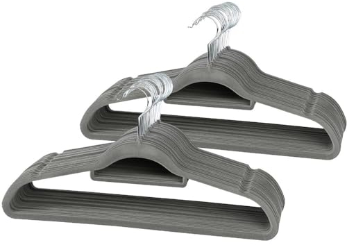 Yaheetech Kleiderbügel 100 Stück Bügel Anzugbügel samt Garderobenbügel rutschfest Jackenbügel platzsparend mit Steg