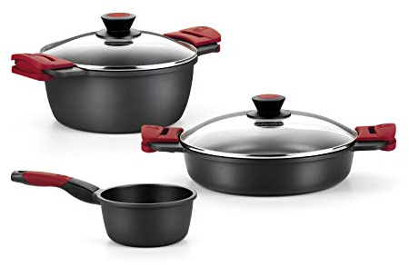 BRA Premiere Batería 5 Piezas Aluminio Fundido Antiadherente, apta para todo tipo de Cocinas e Inducción