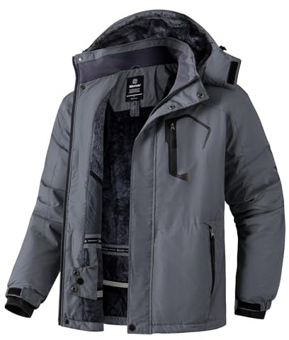 Wantdo Giacca Outdoor Primaverile Giacca da Ciclismo Sport Giubbotto da Montagna Caldo Giaccone Sport Invernale Uomo Grigio Scuro L