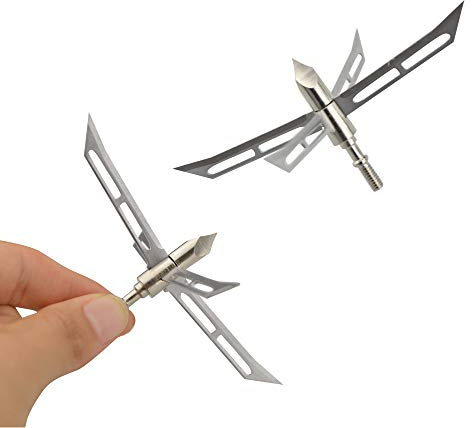 ZSHJG 6pcs Tiro con L'Arco Punta di Freccia 4 Blade Broadhead Punte della Freccia Broadheads di Caccia Arrow Point per Arco Composto da Balestra