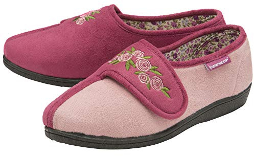 Dunlop Ladies Womens Slippers Slip On Hook & Loop Fastening Washable Sizes 3-8