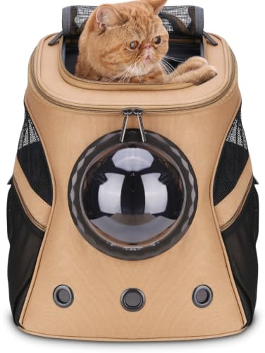 Lollimeow Katzenrucksack Großer HaustierRucksack - Fluggesellschaft zugelassen für Katzen & Hunde. Hunderucksack für fette Katzen und Welpen (große,Khaki)