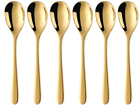 SBOMHS Kaffeelöffel 6 stück Gold Teelöffel set 15CM Kleine Bunt Löffel 18/10 Edelstahl Ice Tea Coffee Spoons Dessert Löffel für Espresso Latte Macchiato