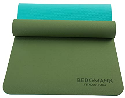 BERGMANN Yogamatte mit Tragegurt, TPE Fitnessmatte rutschfeste Gymnastikmatte, umweltfreundliche Übungsmatte, Sportmatte für Yoga, Pilates Heimtraining, 183 x 61 x 0.6cm