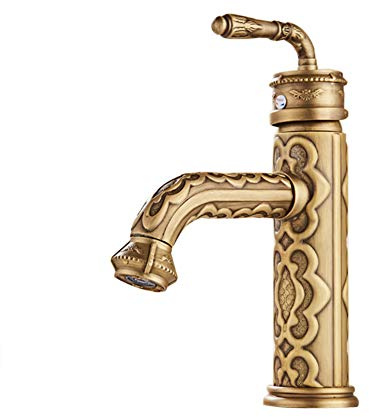 Wasserhahn Bad Waschtischarmaturen (Antikes Messing 360° Drehbar Einhandmischer Mischbatterie, Kaltes Und Heißes Wasser Vorhanden)