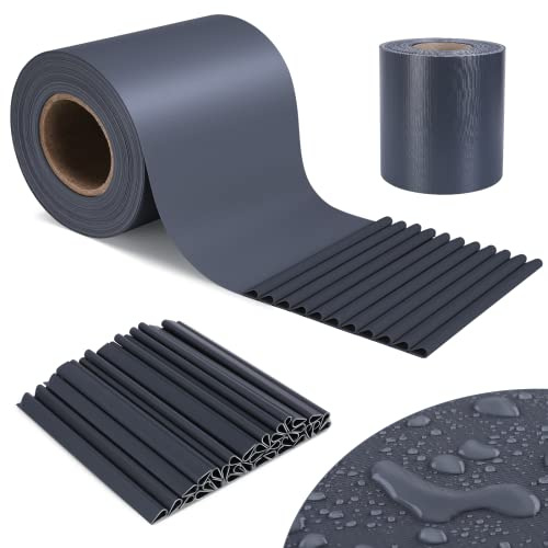 TLSUNNY Bande Brise-Vue en PVC pour clôture - 50 m x 19 cm - avec 35 Clips de Fixation - Opaque - Coupe-Vent - Anti-UV - 450 g/m² - Gris foncé