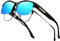 DUCO Herren und Damen Sonnenbrillen Polarisiert Unisex Brille Überbrille für Brillenträger Fit over Polbrille 8960 (Schwarz Rahmen, Blau Linse)