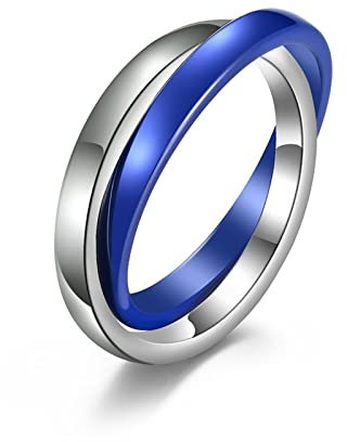 Wycian Päärchen Ringe, Ring Herren Blau Doppelring Doppelring Größe 8 Edelstahlbandring para Jubiläum Geburtstag