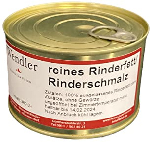 Rinderfett/Rindertalg/Rinderschmalz hausgemacht in der Dose (360gr)
