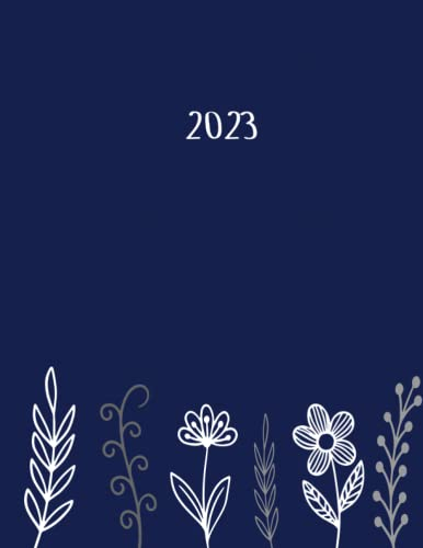 2023: Großes Kalenderbuch 2023 A4 I 1 Tag 1 Seite mit Zeiteinteilung I 400 Seiten I Terminkalender I Office Planer I Design BoHo Blumen Blau
