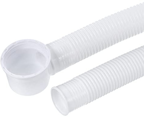 sourcing map Baignoire Vidange Tuyau Extensible Déchets Vidange 120cm Tube Flexible Vidange Tuyau pour Salle Bain Douche, Blanc Paquet de 1