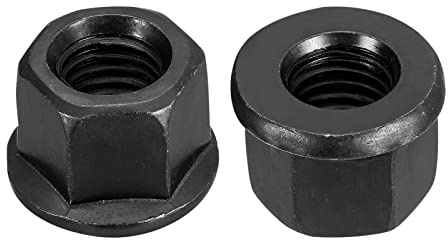 sourcing map M14 Flange Hex Nuts, 2pcs Grade 10.9 Carbon Steel Black Oxide Finished Hex Flange Nuts for Machinery