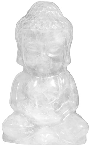 Nupuyai Kleine Bergkristall Stein Buddha Figur Edelstein Glücksbuddha Deko | 5 cm Edelstein Buddha Figur, Glücksbringer Talisman, Feng Shui, Glücksbuddha Statue Zen Deko für Meditation Wohnzimmer