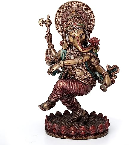 Veronese Design 8 1/4 Inches Dancing Ganesha Hindu God Idol Cold Cast Resin Statue Bronze Finish