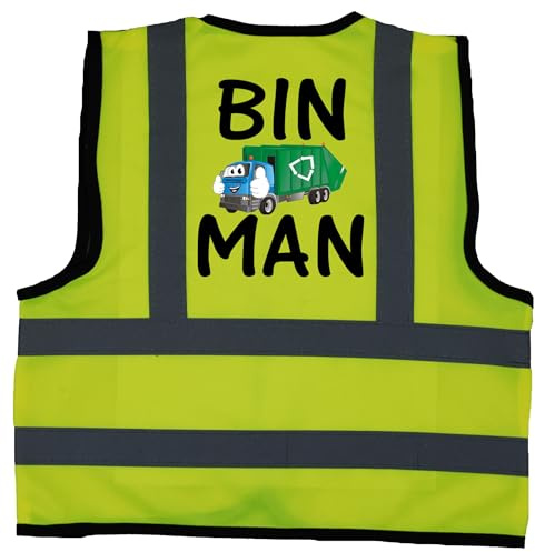 Acce Products Bin Man Baby Children Kids Hi Vis Safety Jacket Vest Sizes 0 to 8 Years Optional Personalisation Text On Front