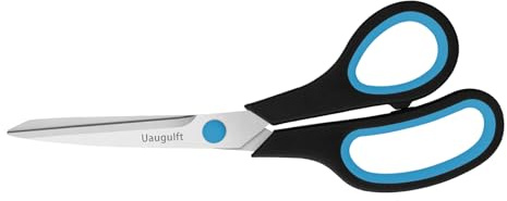 Uaugulft Scissors, Stainless Steel Paper Multi-Purpose Scissors with Soft Grip Handle, Blue Black, 7 Inch