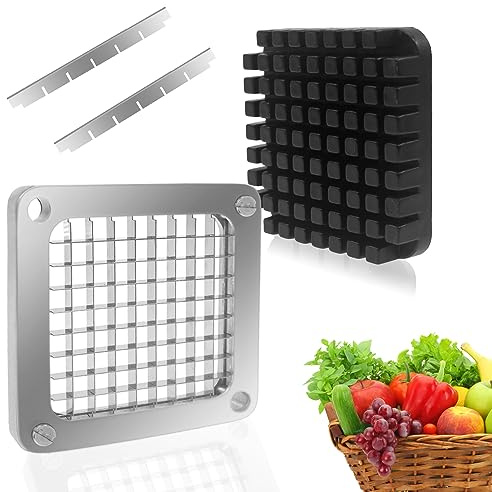 KELEYU Replacement Chopper 3/8‘’ Blade,Commercial Vegetable Chopper Dicer Stainless Steel Blade and Pusher Block for Fruit Cutting Machine Tomato onion French Fries Cutter