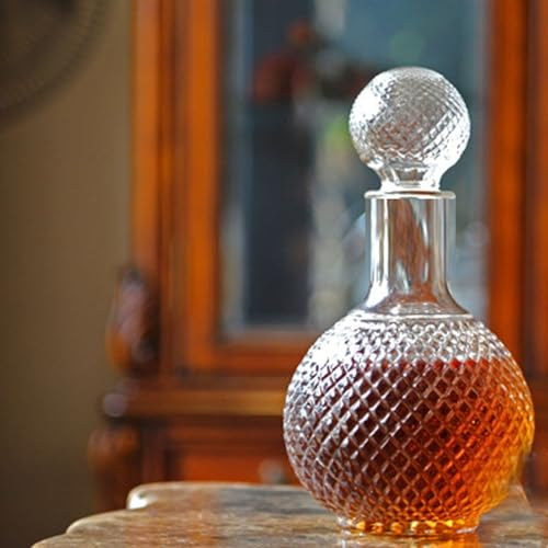 Caraffa per whisky in vetro da 1000 ml con coperchio per vino, liquore, acqua, succo di frutta, presentazione, servizio di bevande decante, caraffa, prodotto regalo, servizio per bevande