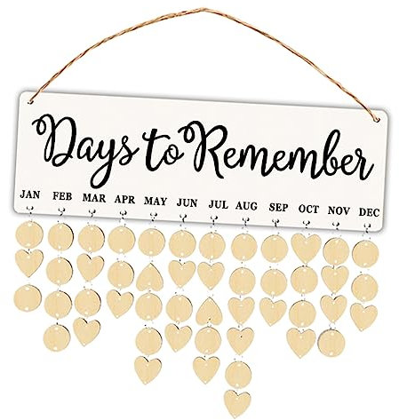 EXCEART Holz Geburtstagskalender Aus Holz Hängekalender Mit Datumsanzeige Kalenderornament Für Home Office Diy-kalender Mit Seil Und Holzspänen
