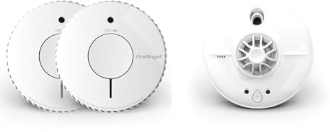 FireAngel Optical Smoke Alarm with 10 Year Sealed For Life Battery, FA6620-R-T2 (ST-622 / ST-620 replacement, new gen) - Twin Pack, White & HW1-R Heat Alarm, White