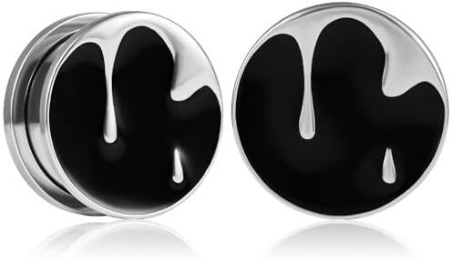 Vankula Ohr Tunnel 1 Paar Single Flared Flesh Plugs Vintage für männer damen Ohrpiercing Schmuck 8mm(0G) Silber