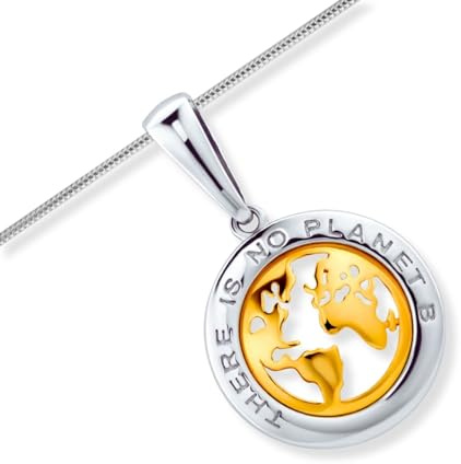 Damen Halskette Aus 925 Silber Mit Globus Anhänger There Is No Planet B