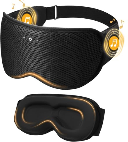 Mixiba 3D Contoured Sleep Mask with Bluetooth Headphones, Eye Masks for Sleep with Ultra-Thin Stereo Speakers for Men, Women, Tech Gifts