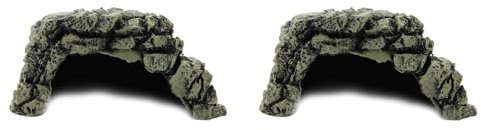 2 Stück Reptilienversteck, Reptilienbox, Unterschlupf, Terrarium, Versteck, Höhlen für Aquarium, Terrarium, Dekoration, Ornament, 11,9 X 10,9 X 6,1 cm