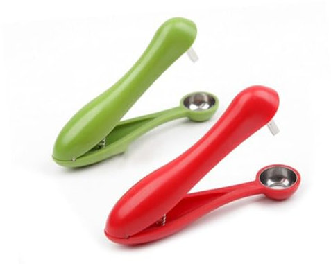 OKUMEYR Cherry Pitter Olive Corer Fruit Seeder Stainless Steel Kitchen Tool Handheld Remover for Cherry and Olive Pitting Cooking Preparation Random Color