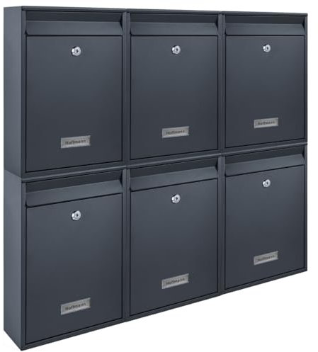 Zedelmaier Mehrfamilienhaus personalisiert 6er Briefkastensysteme Briefkastenanlage Briefkästen Wandbriefkasten Postkasten inkl. 4 Schlüsseln 26x35x8,5cm Anthrazit XL