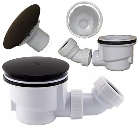 TC Siphon pour receveur de douche 90 mm Débit rapide Facile à nettoyer Noir mat