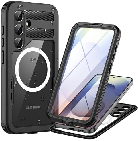 Focusor für Samsung Galaxy S25 Plus 5G Hülle IP68 Wasserdicht 360 Outdoor | Schwarz,Wasserfest Schutzhülle,Waterproof,Handyhülle mit Displayschutz,Stoßfest Panzerhülle,Kompatibel mit Magsafe,Baustelle