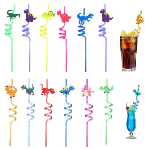FENQURO Lot de 12 pailles en plastique réutilisables, paille en plastique pour enfants, Accessoires de fête pour anniversaire et pique-nique