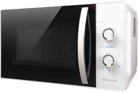 Microondas Grunkel con grill de 800w y 25 litros de capacidad MW-25MA con 5 niveles de potencia, descongelacion y plato de 24,5cm. (Sin Grill)