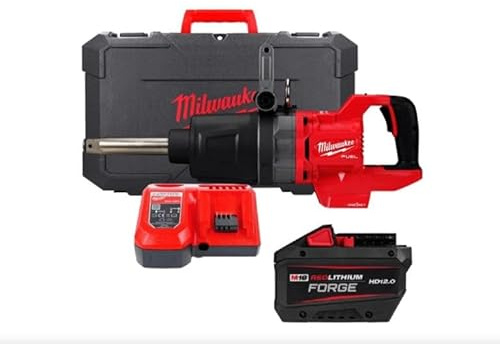 Milwaukee M18 FUEL ONE-KEY Schrauber, 1 Zoll mit D-Griff und langer Nase mit O'Ring Befestigung mit Energy 12 Ah Schmiede-Set