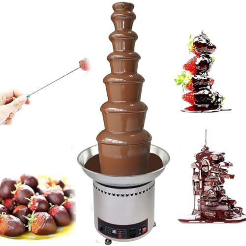 HQYMXYGEUR Chocolate Fountains,4/5/6/7 Tiers Electric Chocolate Fountain Stainless Steel Fondue Waterfall Melting Machine for Commercial Household Wedding Birthday Christmas(7tiers)
