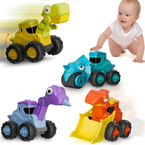 AIVIAI Jouets de voiture à friction Push Go 18-36 mois Ensemble de construction dinosaure Cadeau d'anniversaire pour garçons et filles