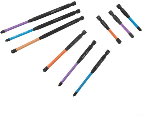 Lot d'embouts de tournevis cruciformes magnétiques robustes pour électriciens, différentes tailles et matériaux