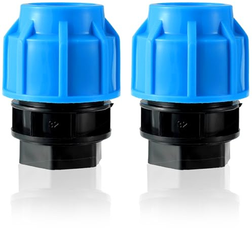 CDDCWZ 2 Piezas de Rosca Interior de 32 mm x 1 Pulgada,Azul | para tubo de PE PN16 con adaptador de embrague rápido de abrazadera de 32 mm para tuberías PE80 PE100