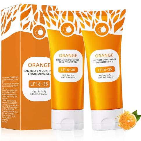 2PC Natürliches Orange Peeling Gel, Orange Enzymes Exfoliating GEl, ORange Gesicht Reinigungsgel, ORAnge Exfoliating GEl, Tiefenreinigend und feuchtigkeitsspendend, Für alle Hauttypen geeignet