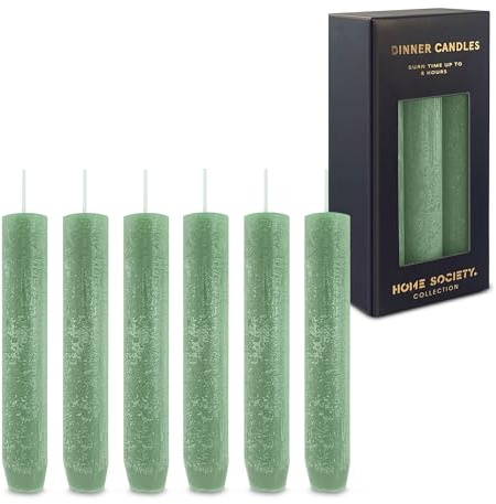 Stabkerzen 6er Set Smaragd 140 x 23 mm aus Pflanzenwachs | Durchgefärbte, palmölfreie Stabkerzen mit bis zu 8 Std. Brenndauer - ideal für Adventskranz, Hochzeit und Tischdeko