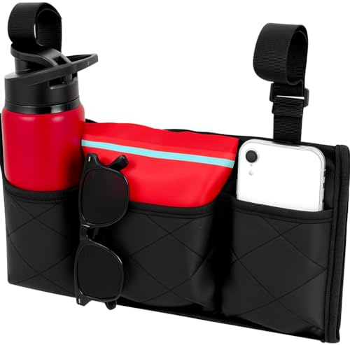 LeGeYo Langlebige Wasserdichte Rollstuhltasche für Armlehne – 3-Fach Multifunktionale Seitentasche für Rollstühle, Rollatoren, Kinderwagen & Elektroroller (Schwarz)
